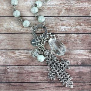 Burnished Silvertone Ethiopian Cross Crystal